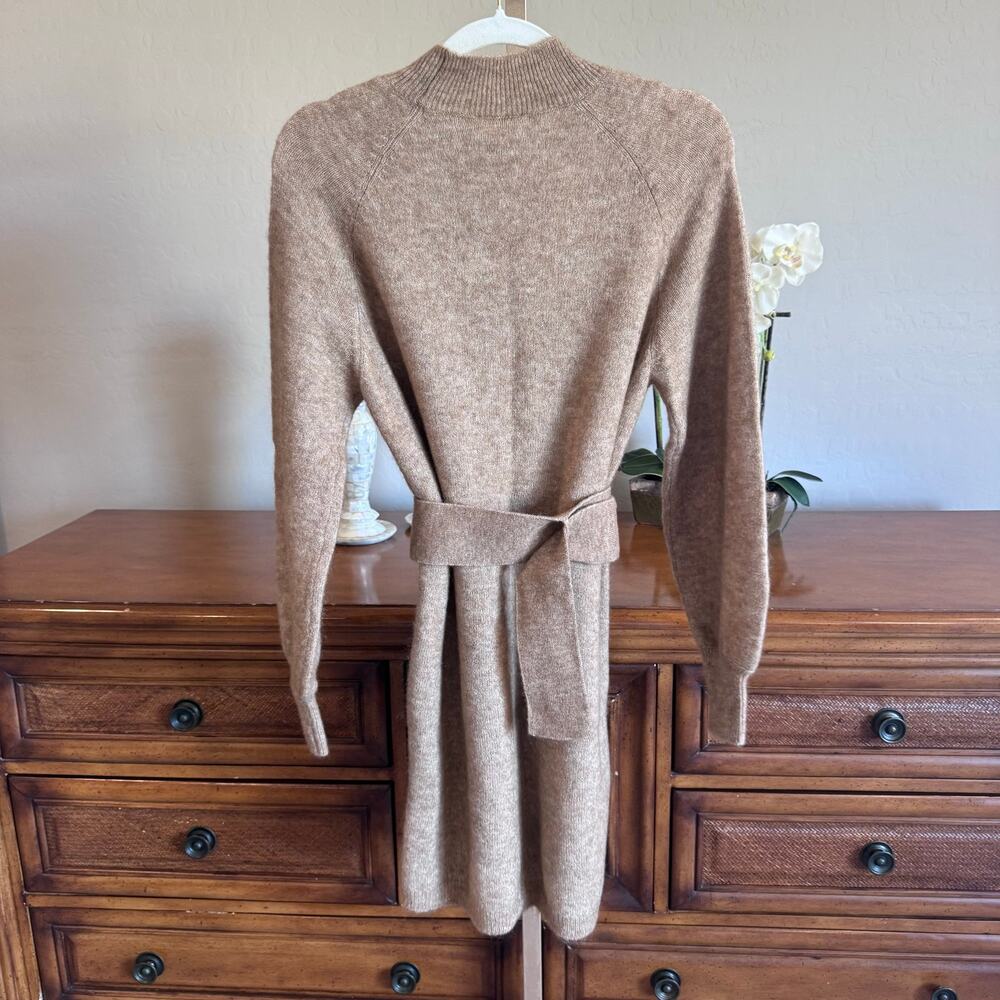 Sézane Enola Dress Light Camel Mohair Wool Belted Mini Dress M NWT - Picture 4 of 14